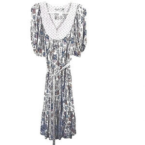 Lucky Brand Boho Smocked Waist Mid Maxi Dress